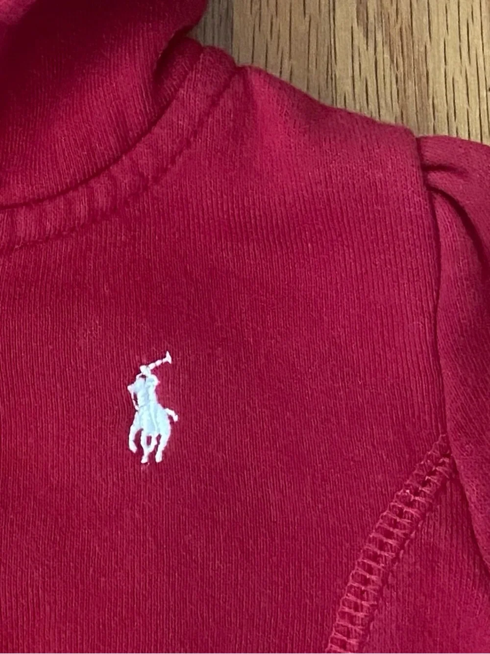 Ralph Lauren Deep Red Ruffle-Hem Hooded With Metal Buttons